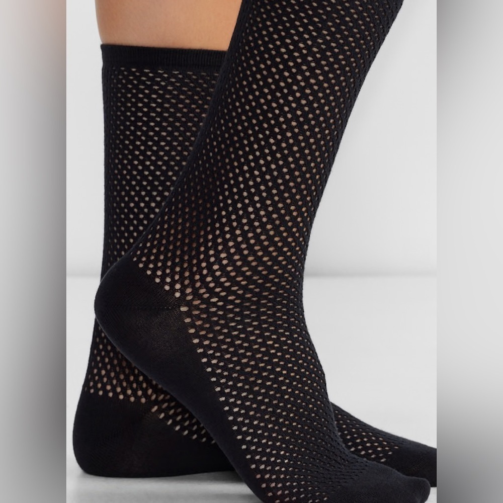 Aritzia Black Fishnet Crew Socks